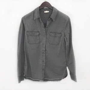 AG dark grey raw hem denim shirt